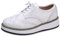 ANUFER Donna Allacciare Brogues Scarpe da Allenamento Casuale Piattaforma Creepers Bianco Vernice SN02887 EU37