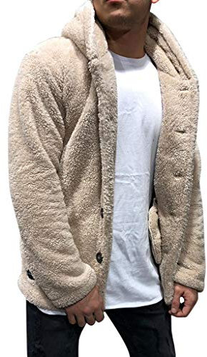Allence Herren Teddy Fleece Jacke mit Taschen Warm Plüsch Mantel Hoodie Sweatshirt Outwear Farbe Größe Wählbar