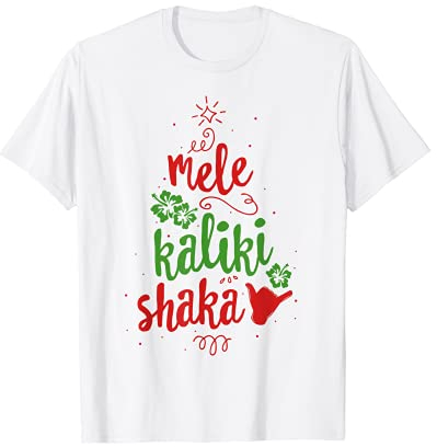 Mele Kalikimaka Hawaii Christmas Shaka Polynesian Tree T-Shirt