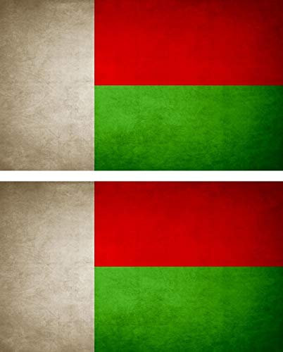 Akachafactory 2X Sticker Aufkleber Flaggen Flagge Fahne Vintage RM madagaskar