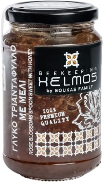 Helmos Griechischer Honig mit Rosenblüten 380g | Aromatischer Blütenhonig mit Rosen