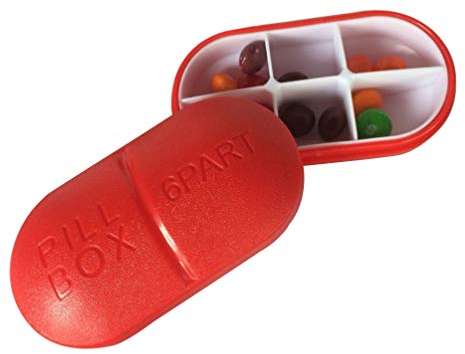 EXCEART Pillenhalter Pillendose Tragbarer Pillen-Organizer 6 F?cher -Pillen-Organizer T?glicher Pillenetui Feuchtigkeitsbest?ndige Pillenbox (Rot) Tablettendose -Reisekoffer