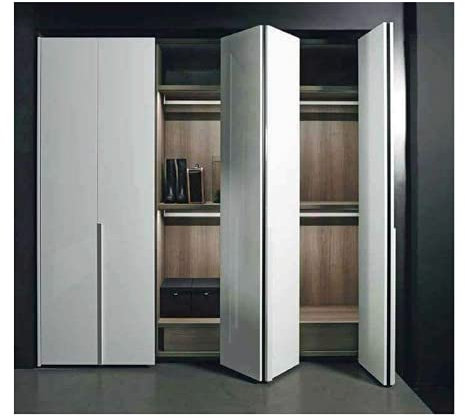 KIT Ferramenta BINARIO Scorrevole per Ante a Libro - Armadio Guardaroba Scaffale PIEGHEVOLE con Cerniere Ammortizzate Soft Indaux - 1 o 2 Coppie di Ante (2 Coppie di ANTE, Cerniere COLLO DRITTO (0))