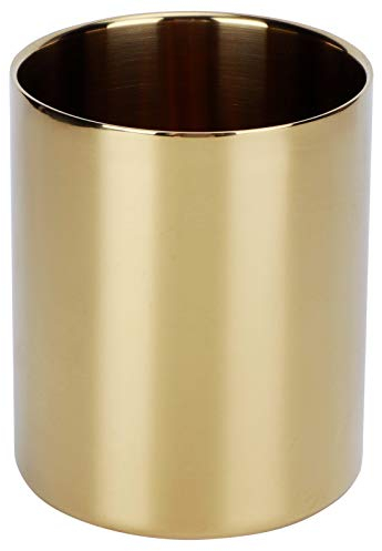 Goshyda Stiftbecher, Mehrzweck-Edelstahl-Schreibwaren-Organizer, modernes Design, zum Halten Ihres Make-up-Pinsels und Beauty-Tools, Bleistifte, Stifte, Lineale, Clip(Gold)
