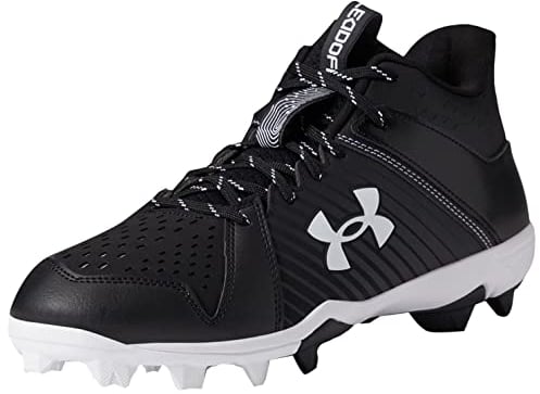 Under Armour Herren Leadoff Mid Rubber Molded Baseball Cleat Shoe, (001) Schwarz/Schwarz/Wei , 44 EU