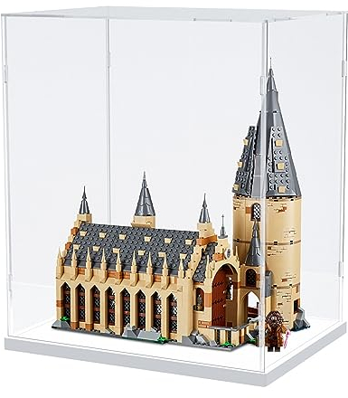 Nynelly Vitrine für Sammler aus Acryl für Figuren - Transparente Acrylbox mit Weißer Basis und Staubschutzaufbewahrungen mit Lichtstreifen