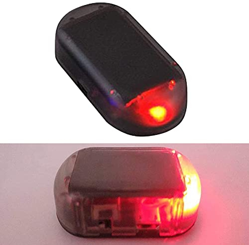 Alarmanlage Auto,Solar Power Dummy Auto Alarm LED Licht Simulieren Nachahmung Warnung Anti Diebstahl Blinklampe Auto Alarmanlage Diebstahlsicherung für Auto Sicherheitssystem, (Rot)
