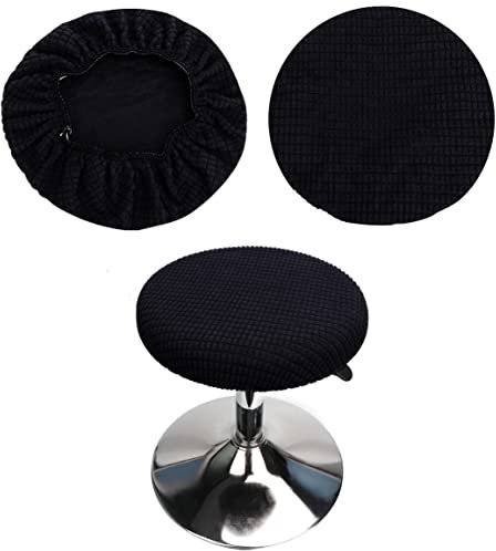 HuaLiSiJi Hockerbezug Rund 30-40cm Bezug Hocker Rund Elastischer Hocker Rundbezug, Waschbar Pflegeleicht Weich und Langlebig,für Runde Oder Quadratische Hocke (1 Stück Schwarz)