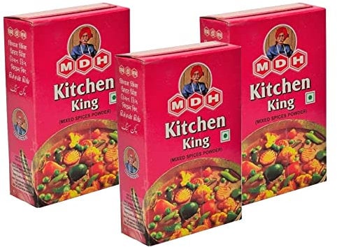 MDH Kitchen King Masala 100g (Pack of 3)- Enhances the flavours of the meal – Spices Mix Curry Masala Recipe Mixes Casserole Seasoning Herbs - Ideal for vegetable dishes with soft curry