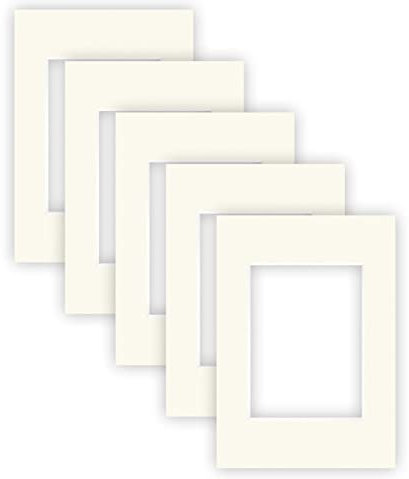 nielsen Conservation Passepartout Karton 1,5 mm | 5er Set | Außenformat 21x29,7 cm (DIN A4) für Bildformat 13x18 cm | Elfenbeinweiß (creme weiß) | glatte Oberfläche