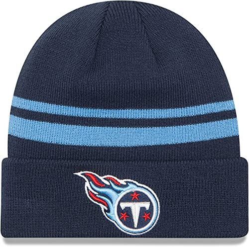 New Era Offizielle NFL Strickmütze für Erwachsene, klassisch, gestreift, für kaltes Wetter, Tennessee Titans, Einheitsgr��e