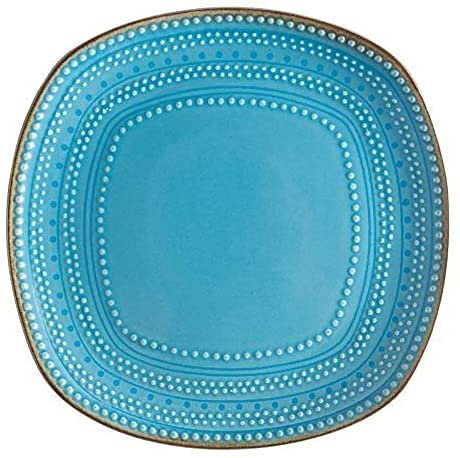 Sudemota Plato de Cena Cuencos Originales, vajilla de cerámica, Plato Femenino Mori en Relieve Azul Fresco, Plato Occidental, Plato for Aperitivos, Plato Cuadrado, Plato for Ensalada