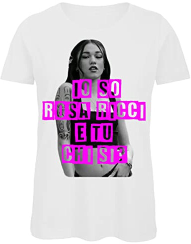 Bughyprint Tshirt Maglia Maglietta Cotone Donna Casual Girocollo Mare Fuori Fiction CE Sta O Mar for Bianca IO SO Rosa Ricci, L