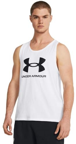 Under Armour Herren Sportstyle Logo Tank Top T-Shirt, (100) weiß/schwarz, 4X-Groß