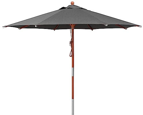 anndora Sonnenschirm 300 cm rund, Farbe: anthrazit, Gestell Holz, Bespannung Olefin