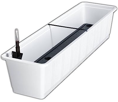 Erhard-Trading Blumenkasten Aqua Green Plus Balkonkasten mit Wasserspeicher (Größe 3 (100 cm), Weiß)