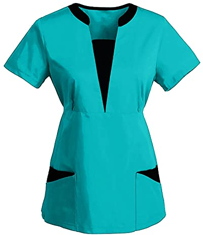 OUMSHBI mit Karikatur Motiv kasacks Damen Pflege Set Tshirt Kleid Damen Altenpflege Kleidung Kasack schwarz Damen Laborkittel Baumwolle Berufskleidung Damen Kasack weiß reißverschluss