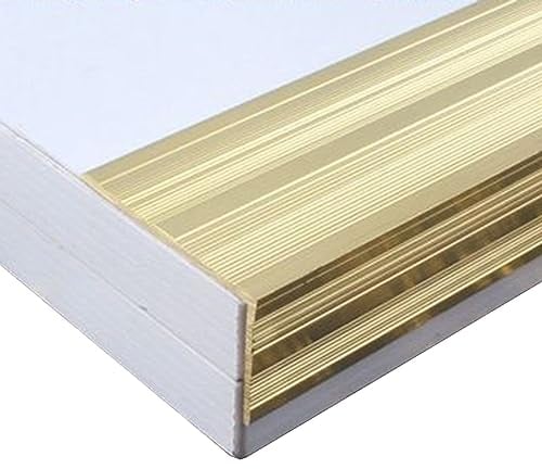 L-Molding Brass Transition Strip for Stairs, 3/4/ 5cm Wide Step Edging Protector, Gold Door Threshold Trim Strip, Non-Slip Stair Nosing Bar Treads (Size : 5cm (2) Wide)