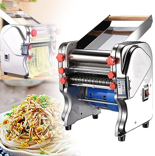 LMYYDES Presse à Nouilles électrique, Rouleau de pâte, Machine de Bureau en Acier Inoxydable pour boulettes de pâtes, 550W, Machine à pétrir Commerciale, 34x31x36cm,FKM200