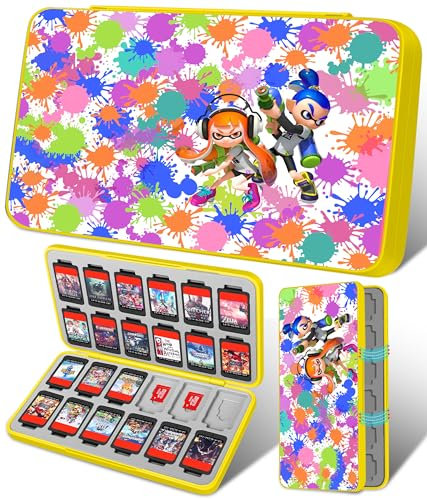 Xinocy Nintendo Switch Game Case with 24 Game & 24 SD Card Slots, Hard Shell, Magnetic Closure, Colors