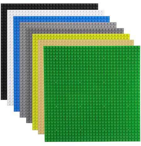 LUFEIS Classic Baseplates, 8 Pack Classic Base Plates for Building Bricks, 10 x 10 Building Blocks Baseplates Compatible with All Major Brands, Building Board Base Plates for Girls Boys, 8 Colors