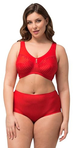 Ulla Popken Damen Entlastungs-BH, ohne Bügel, Strassanhänger, Cup C - G BRA, neon rot, 110D