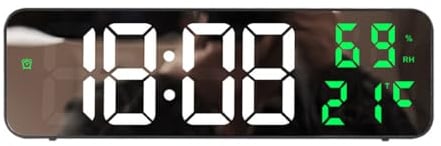 dijiusidy Timer 15 große Uhr – stromsparend, Zwei Platzierungsoptionen, mehrere Informationsanzeige, ABS Wanduhr, digital mit, Schwarz+Weiß+Grün