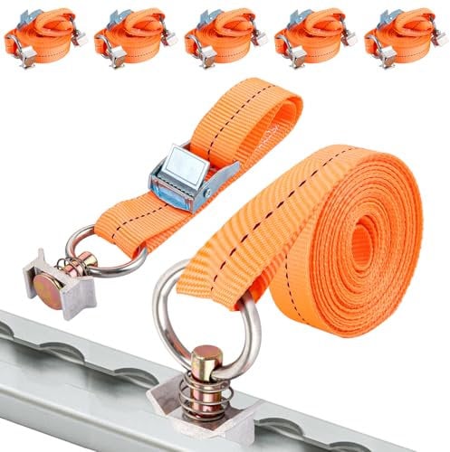 YAYODS 4 Stück Airline Fitting Spanngurt Set - 5 m Lang Spanngurt für Airlineschiene - 25 mm Breit Airlineschiene Zubehör mit Klemmschloss - Airlineschiene Fitting für Airline Schienen