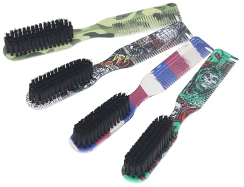 Fade-Bürste mit Kamm, Ergonomische Styling-Werkzeuge für die Bartpflege, 2-in-1-Friseur-Clipper-Bürsten-Set mit Nylonborsten