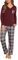 iClosam Pyjama Hiver Chaud Femme Ensemble de Pyjamas 2 Pièces Coton Vêtements de Nuit col V Confortable avec Haut Manche Longue et Bas à Carreaux