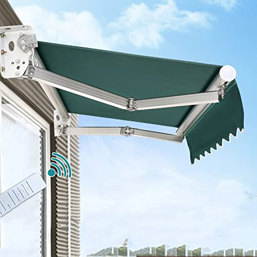 Electric/Manual Retractable Patio Awning Canopy for Commercial/Home - Outdoor Sun Shade Shelter for Window & Door, Wall-Mounted Pergola