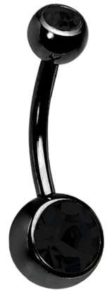 Decentraland 1PCS Schwarz Kugel Mit Schwarz Zirkon 1.6mm (14G) Nabel Bauch Nagel Bauchnabelringe Körper Piercing Schmuck Nabel Nagel Knorpel Piercing Schmuck Titan Stahl Chirurgenstahl Edelstahl 23mm