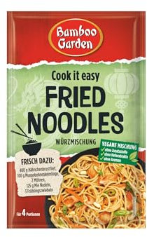 Bamboo Garden - Fried Noodles Würzmischung | Gewürz für gebratene Nudeln | Für 4 Portionen | Vegan, ohne Zusatzstoffe, ohne Hefeextrakte, ohne Aromen | 25 g im Beutel