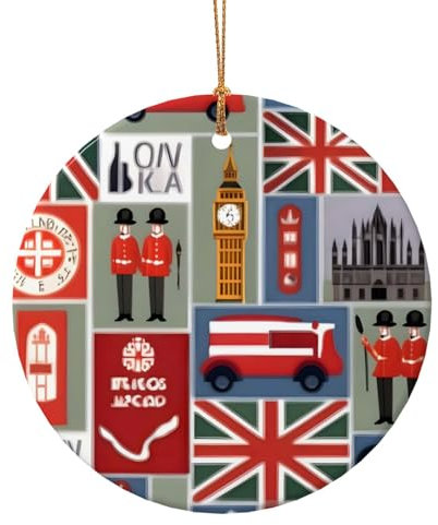 England-Symbole, Weihnachtsschmuck, Keramik, hängende Heimdekoration für Weihnachtsbaum, Außen- und Innendekoration