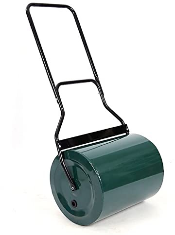 KLYDBMYT Lawn Roller Heavy Duty Steel Push/Tow Poly Lawn Roller, Durable Water Sand Filled Yard Garden Drum Roller Scraper Bar, Tow Behind Hand Grass Rolling