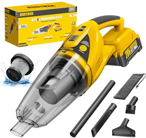 Alloyman Aspirapolvere a mano 20 V MAX 4,0 Ah 13000 PA senza fili con batteria sostituibile, aspirapolvere senza fili per la pulizia di auto, casa, ufficio e peli di animali domestici