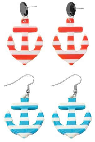 UOPJDD 2 Paare Von Ohrringen Aus Ankerstilen, Acrylohrringen, Kreative Persönlichkeitsohrringe, Interessanter Schmuck, Kleidungszubehör.