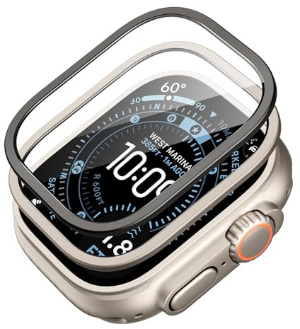 ESR 2er-Set Armorite Panzerglas für Apple Watch Ultra 3/2/1 (2025/2024/2023/2022, 49 mm), Militärischer Schutz, Gehärtetes Glas mit Aluminiumlegierungsrahmen, Kratzfest, Titan&Schwarz