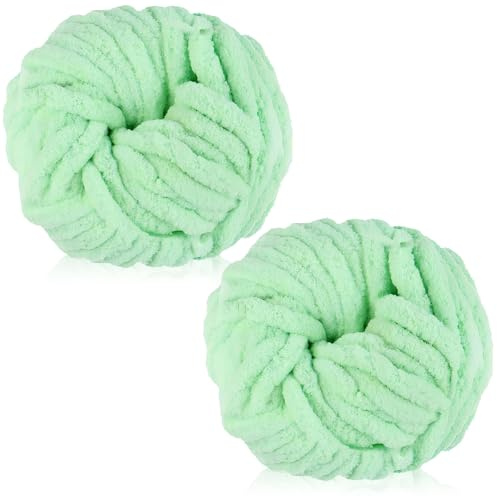 Exquilnova Dicke Wolle 500 g(250 g*2), Chenille Chunky Yarn für Armstricken, XXL Riesen Handstrickgarn, Soft Arm Knitting zum Häkeln, Wolle für Decke Stricken, Taschen, Teppiche und Haustier Bett