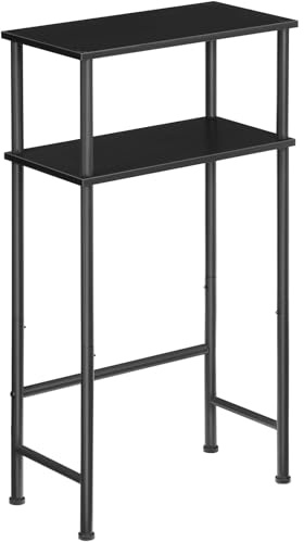 HOOBRO Konsolentisch mit 2 Ebenen, schmaler Sofatisch mit 2 offenen Ablagen, 4 verstellbaren Füßen und Metallgestell, Flurtisch für Eingangsbereich, Flur, Küche, Wohnzimmer, Schwarz EBB40XG01