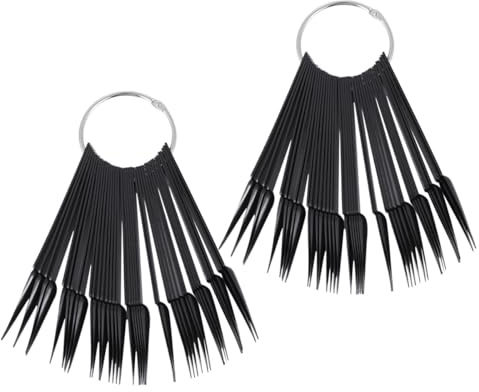 INOOMP Nuancier Ongles Éventail 40 Pièces Noir Anneaux Ronds, Plaques de Couleur Manucure pour Présentation et Entraînement Nail Art, Accessoires Manucure Pratiques et Légers