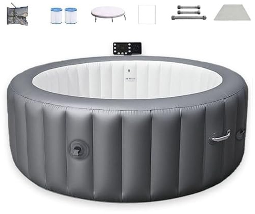Vasca idromassaggio gonfiabile da 4 a 6 persone con 180 getti di bolle, set portatile per spa all'aperto con riscaldatore, pompa, filtro e copertura isolante