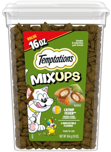 Temptations Cat Treats, Classic Crunchy and Soft Cat Treats, Catnip Fever Flavor, Catnip Treats, 16 oz. Tub