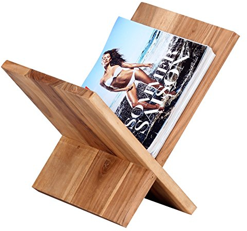 FineBuy Zeitungsständer Massivholz X-Form 31 cm Zeitschriftenständer Design Prospekthalter Landhaus Buchständer