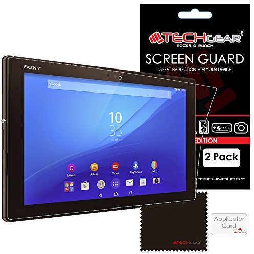 TECHGEAR [2 Stück Displayschutz für Sony Xperia Z4 Tablet - Ultra Klare Schutzfolie für Sony Xperia Z4 mit Reinigungstuch + Applikationskarte