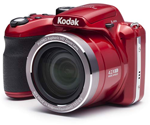 KODAK Pixpro AZ422 - Appareil Photo Bridge Numérique 20 Mp, Zoom Optique 42X, Grand angle 24 mm, Video HD 720p, OIS, Flash Intégré, Ecran LCD 3, Batterie Li-ion - Rouge