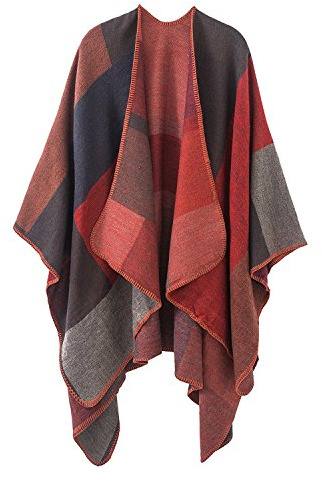 Shmily Girl Poncho Damen Strick Poncho Winter Warm Elegant Poncho Decke Poncho Cape Mantel Übergroße Poncho Schal Frauen