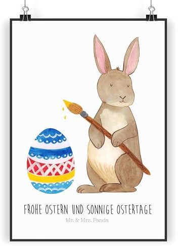 Mr. & Mrs. Panda Poster Hase Eier Malen DIN A4 - Geschenk, Ostern, Geschenke zu Ostern, bemalte Oster, Ostern Geschenk, Osterdeko, Handgemaltes, Raumdekoration, Wanddekoration, Wanddeko Bild, Design