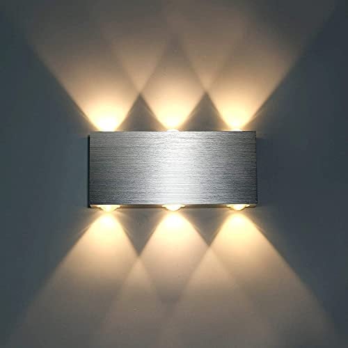 Lightess Led Wall Light Indoor Living Room Up Down Wall Light Silver Brushed Aluminum Wall Light for Bedroom Restaurant Hotel Stair Corridor Hallway Wall Lighting Fixture - 3200k Warm White