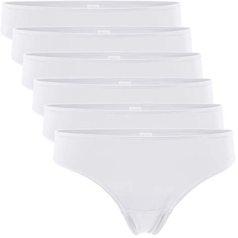 Celodoro Damen String Tanga (6er Pack), Mini-Slips aus Quick Dry-Fasern - Weiß XL